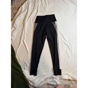 Offline Aerie Goals 7/8 Leggings Black Colorblock Drawstring Waist White Medium